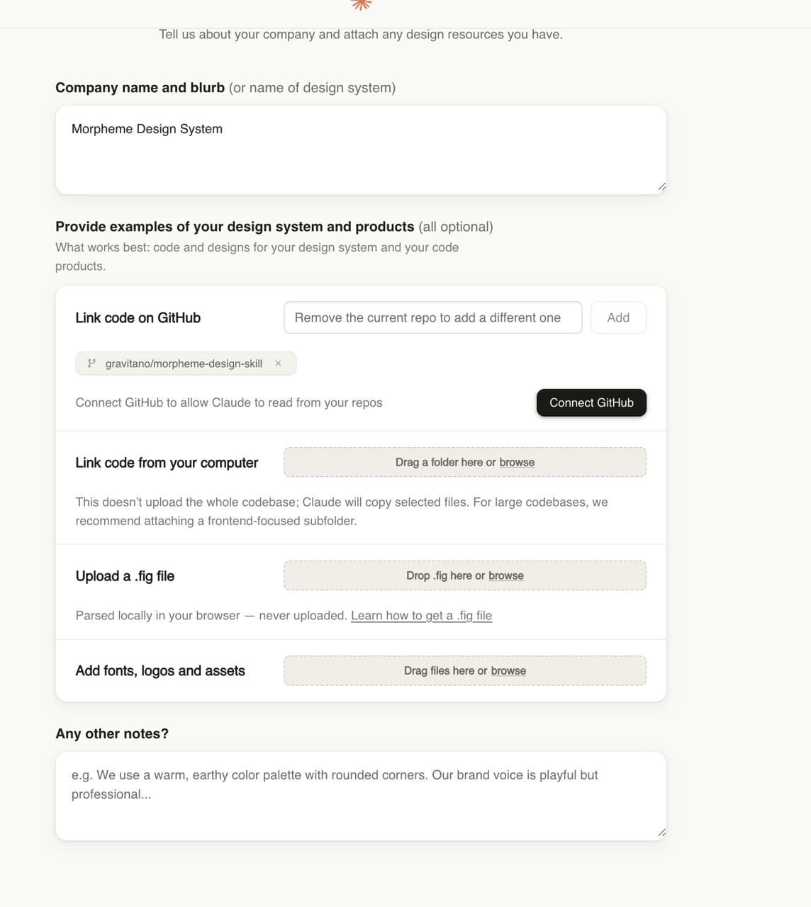 Setup Morpheme Design di Claude Design