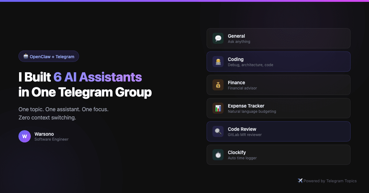 Saya Bikin 6 AI Assistant di Satu Telegram Group