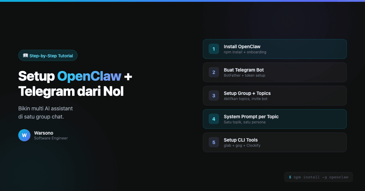 Tutorial: Setup OpenClaw + Telegram dari Nol