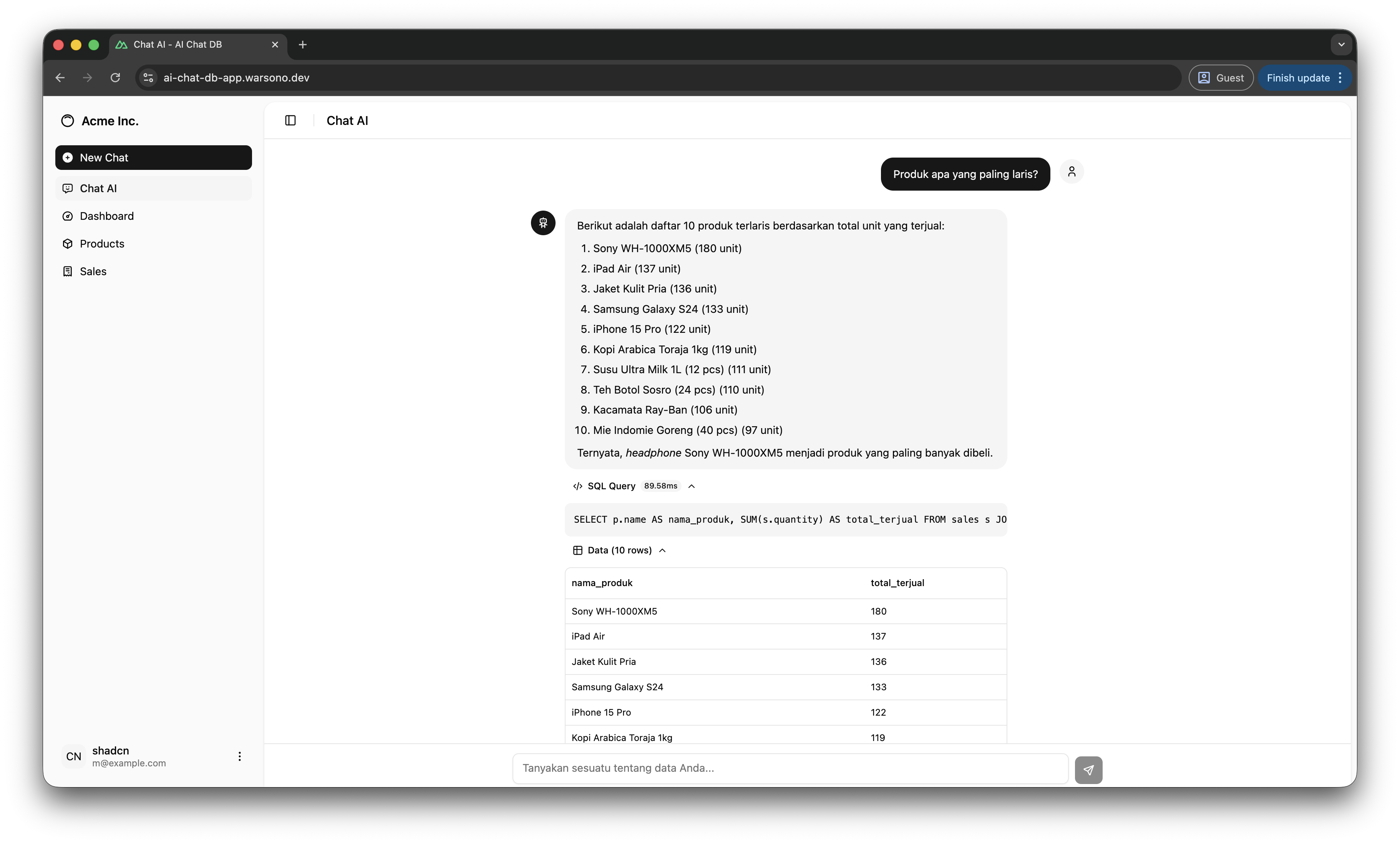 Membangun AI Chat to Database: Natural Language ke SQL dengan Dual-LLM Pipeline